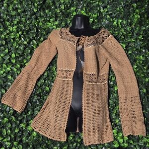 VINTAGE Rampage Brown Crochet Women's Cardigan